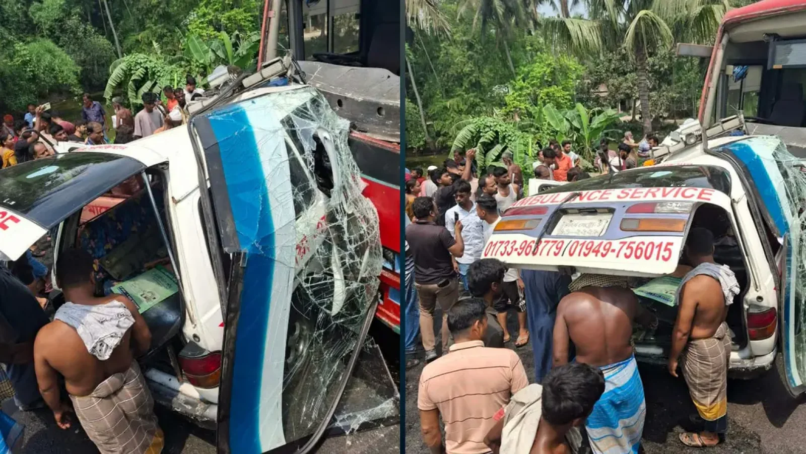 ফরিদপুরে বাস-অ্যাম্বুলেন্সের মুখোমুখি সংঘর্ষে নিহত ৫