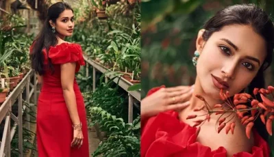 সবুজের ক্যানভাসে লাল রূপে মোহ ছড়ালেন ফারিণ