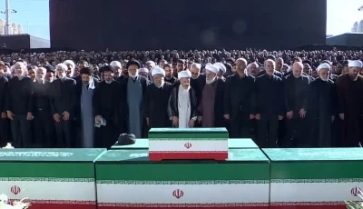 খামেনির জানাজা, দেখা মিলল পুত্রদের (ভিডিও)