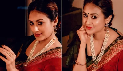 শাড়িতে স্নিগ্ধতা ছড়ালেন কুসুম শিকদার